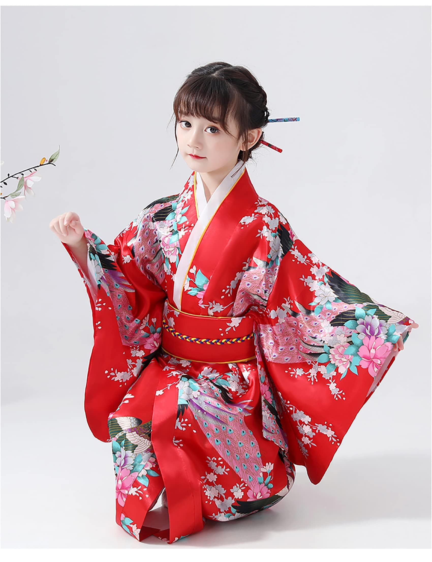 Yukata dziecięca japońska kimono tradycyjna sukienka jedwabna ślubna