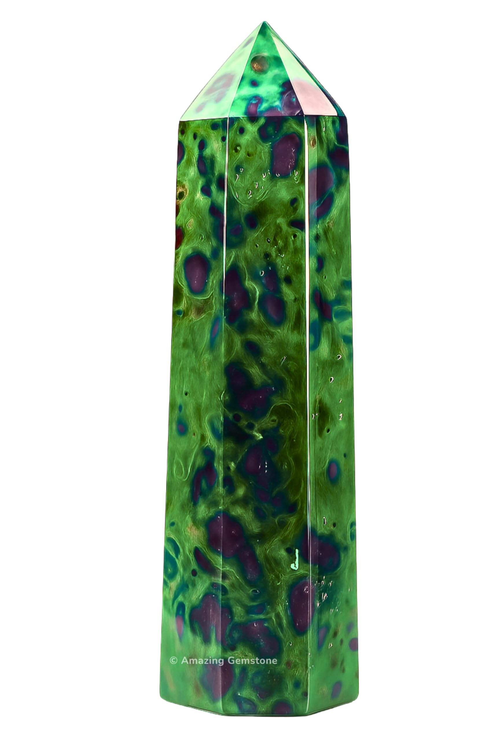 Large Ruby Fuchsite Crystal Towers ~ Natural Healing Crystal Point Obelisk for Reiki Healing and Crystal Grid (5.5" to 6" INCH)