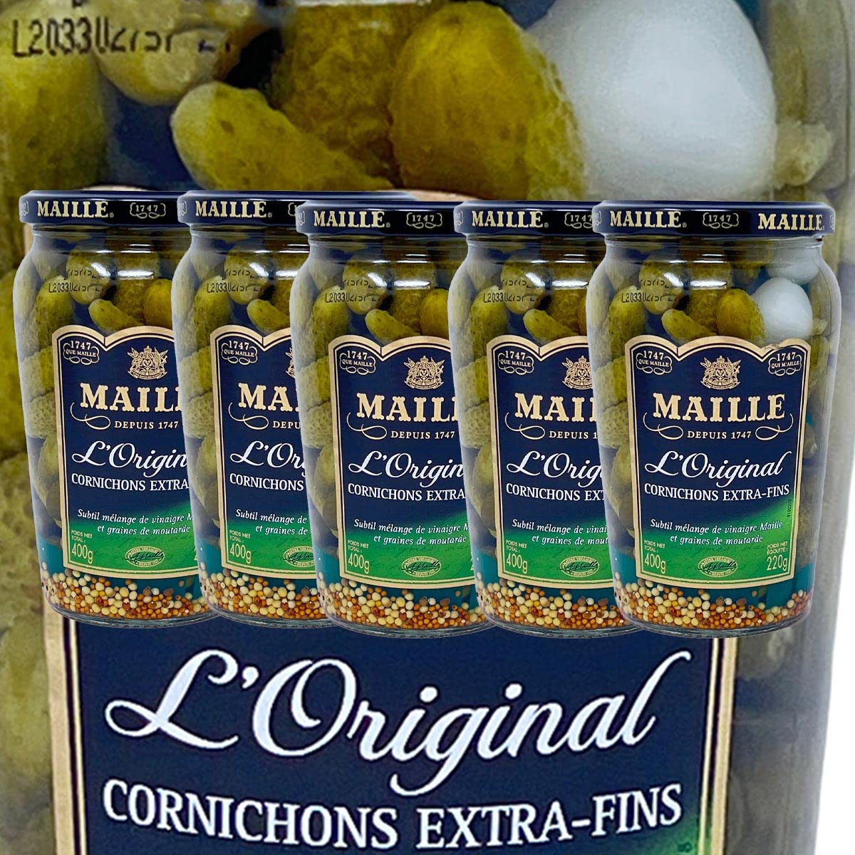 Maille Mini Gurken Cornichons Extra fein 5 x 400 Gramm