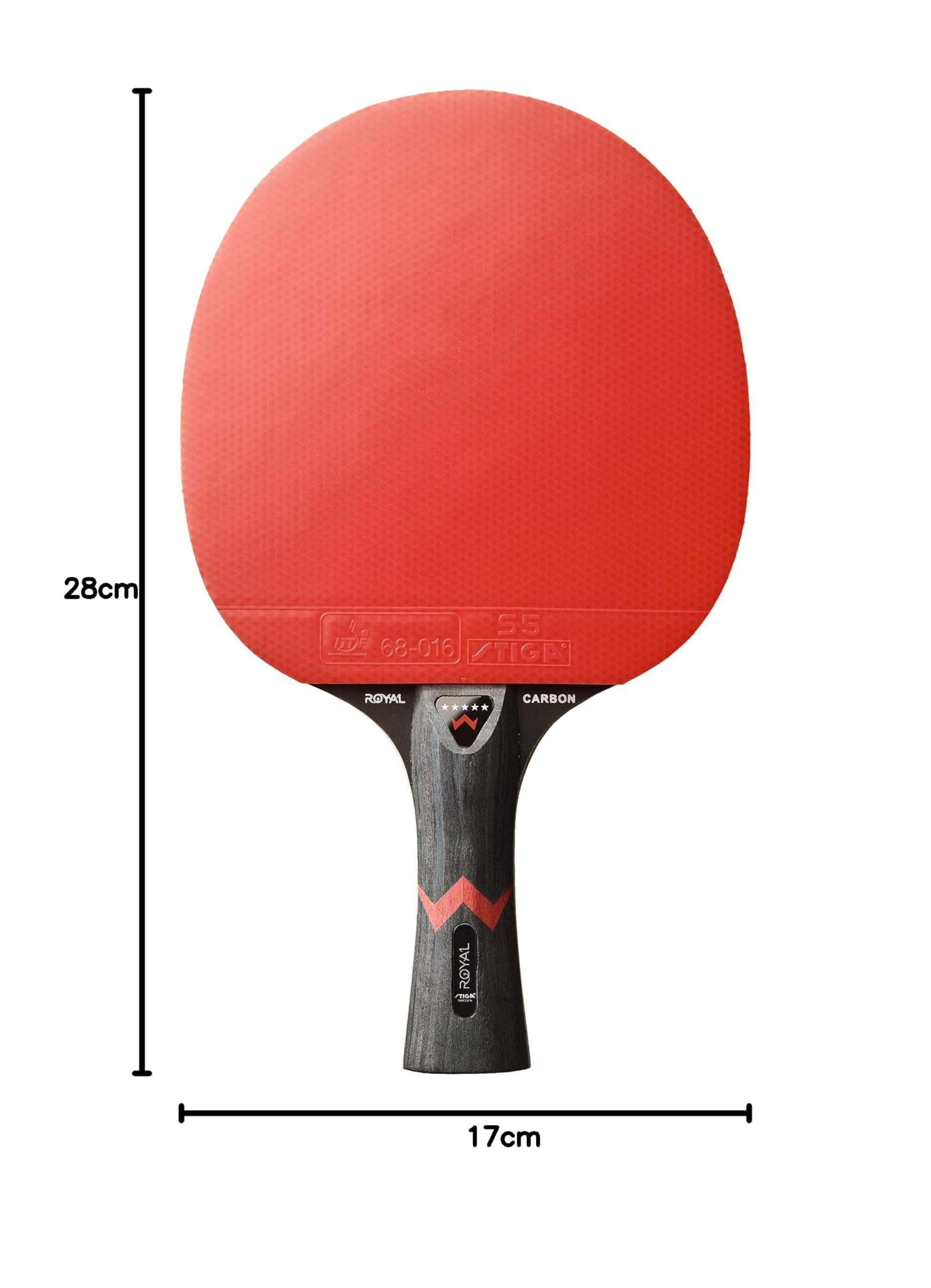 STIGA Royal Carbon Tischtennisschläger - Profi TT Schläger für Offensive Spieler mit ITTF-zertifiziertem 5-Star Belag und Carbon-Technologie - Maximalgeschwindigkeit, Power und Kontrolle