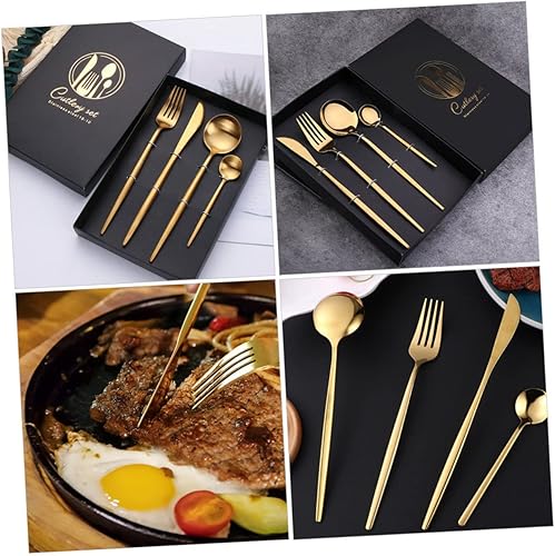 Miniatura 5 de GOOHOCHY 1 Unidades Cubertería Niños Cucharas Tenedor Cucharas Niños Cubiertos de Viaje Único Acero Inoxidable Cubiertos Camping Negro Cubiertos