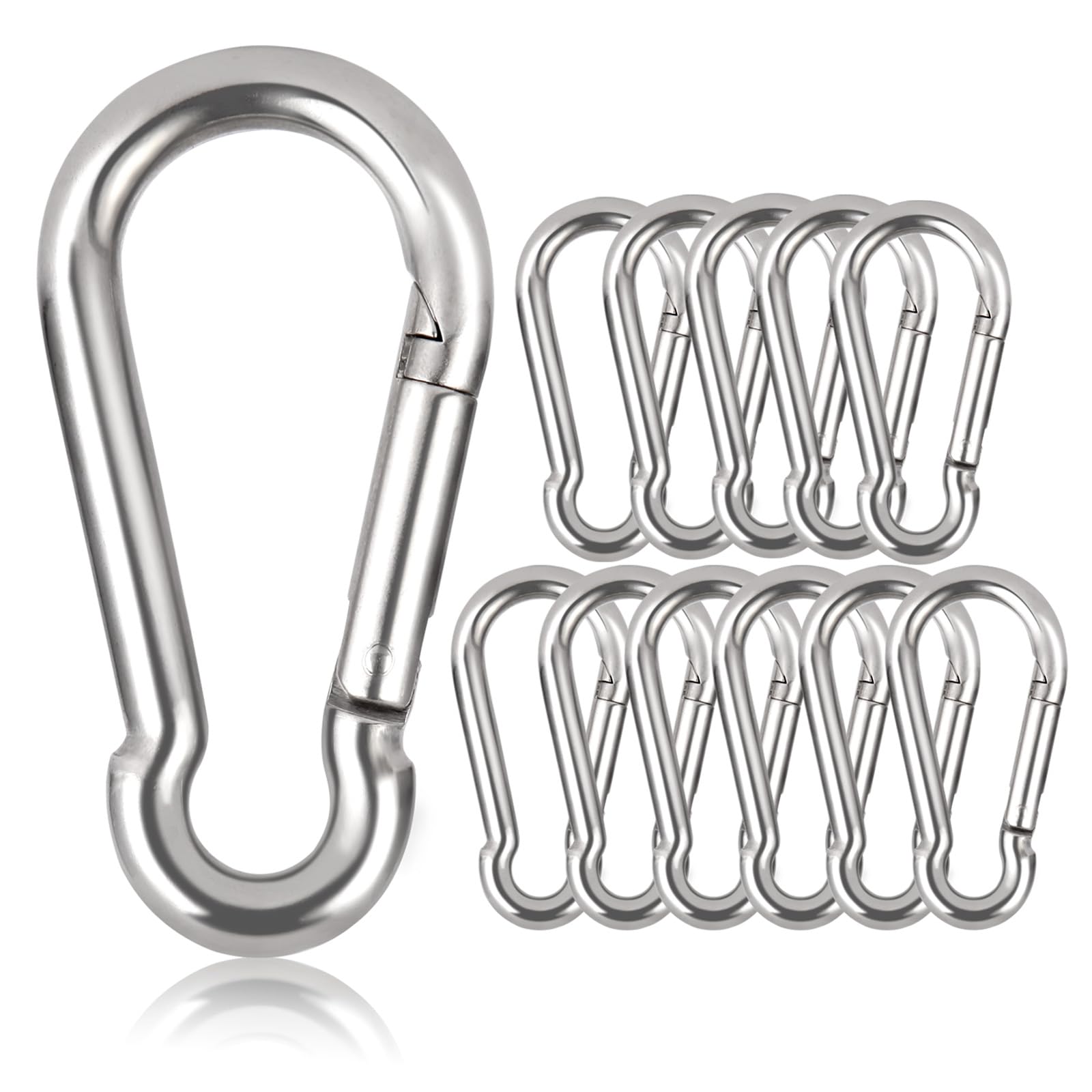 Karabiner Legierter Stahl, Schlüsselanhänger Karabinerhaken 50mm x φ5mm belastbar bis 120 kg Kletterhaken verzinkt (12 Stück)