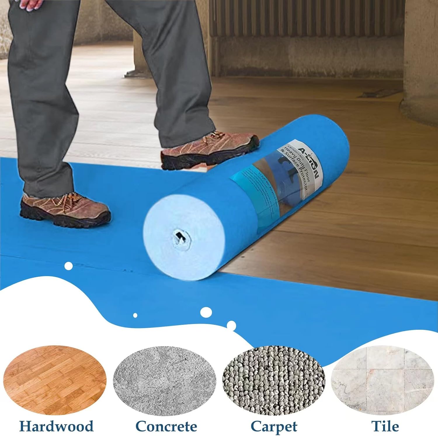 Temporary Floor Protection 39' x 78' - Anti Slip, Easily Applied, 100% Paint Proof, Reusable Material, Coverage of 260 sqft, Heavy-Duty for Construction & Renovation, Wood Bamboo & Laminate Flooring