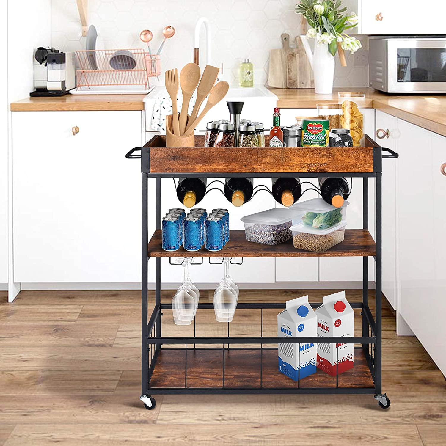 Bar Serving Cart Bar Carts for Home Mobile Kitchen Serving Carts on