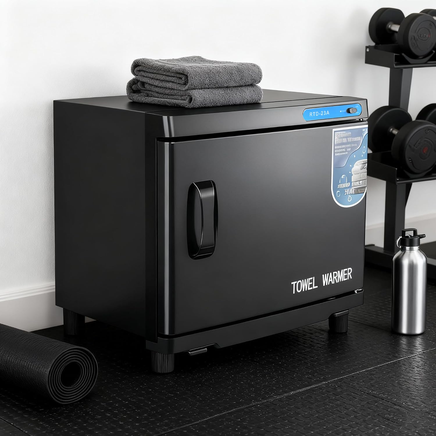 Citybee Toallero calentador de toallas – calentador de toallas UV – calentador de toallas 360 ° – secador de toallas eléctrico de bajo consumo – para belleza, spa, baño, hotel (negro, 23 L)