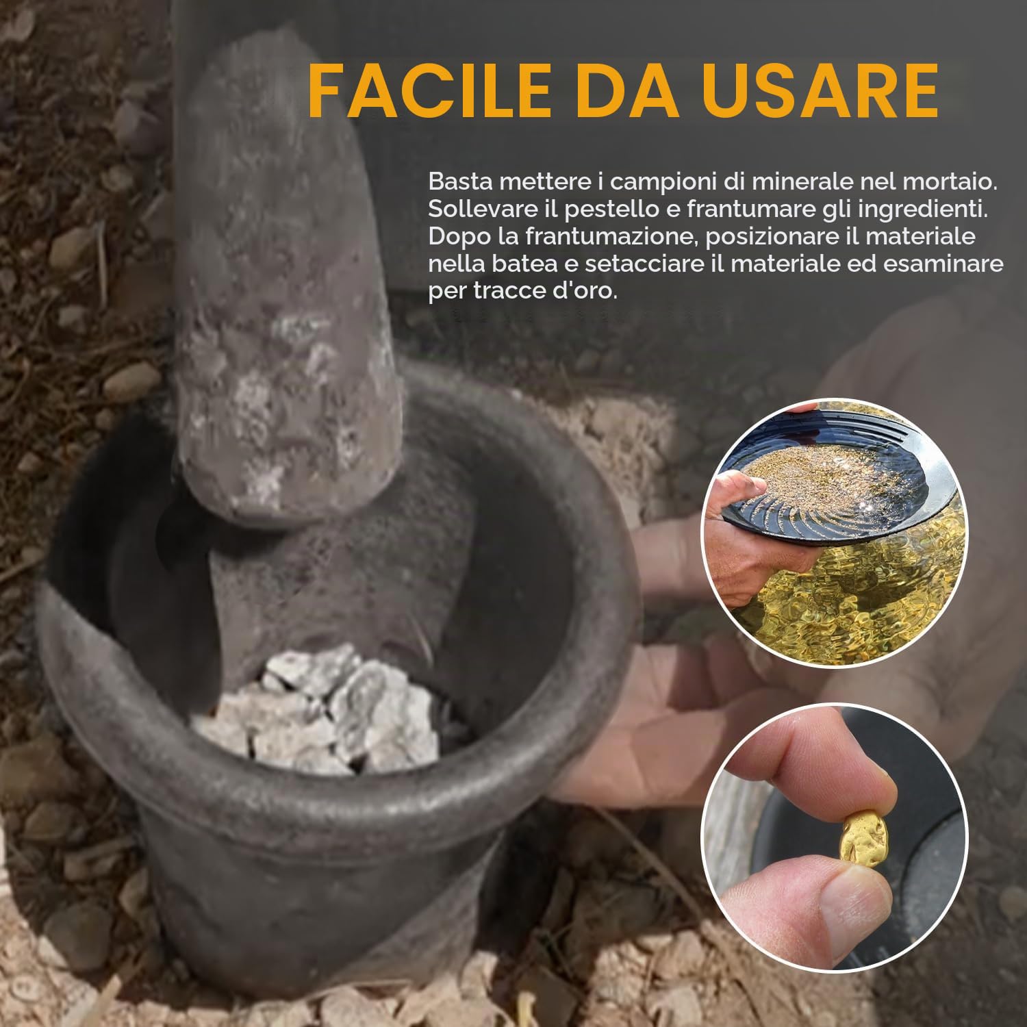 Set Mortaio e Pestello CTcar 3,6 kg | Realizzato in acciaio forgiato | Per la ricerca dell'oro, la frantumazione di minerali e la macinazione delle spezie