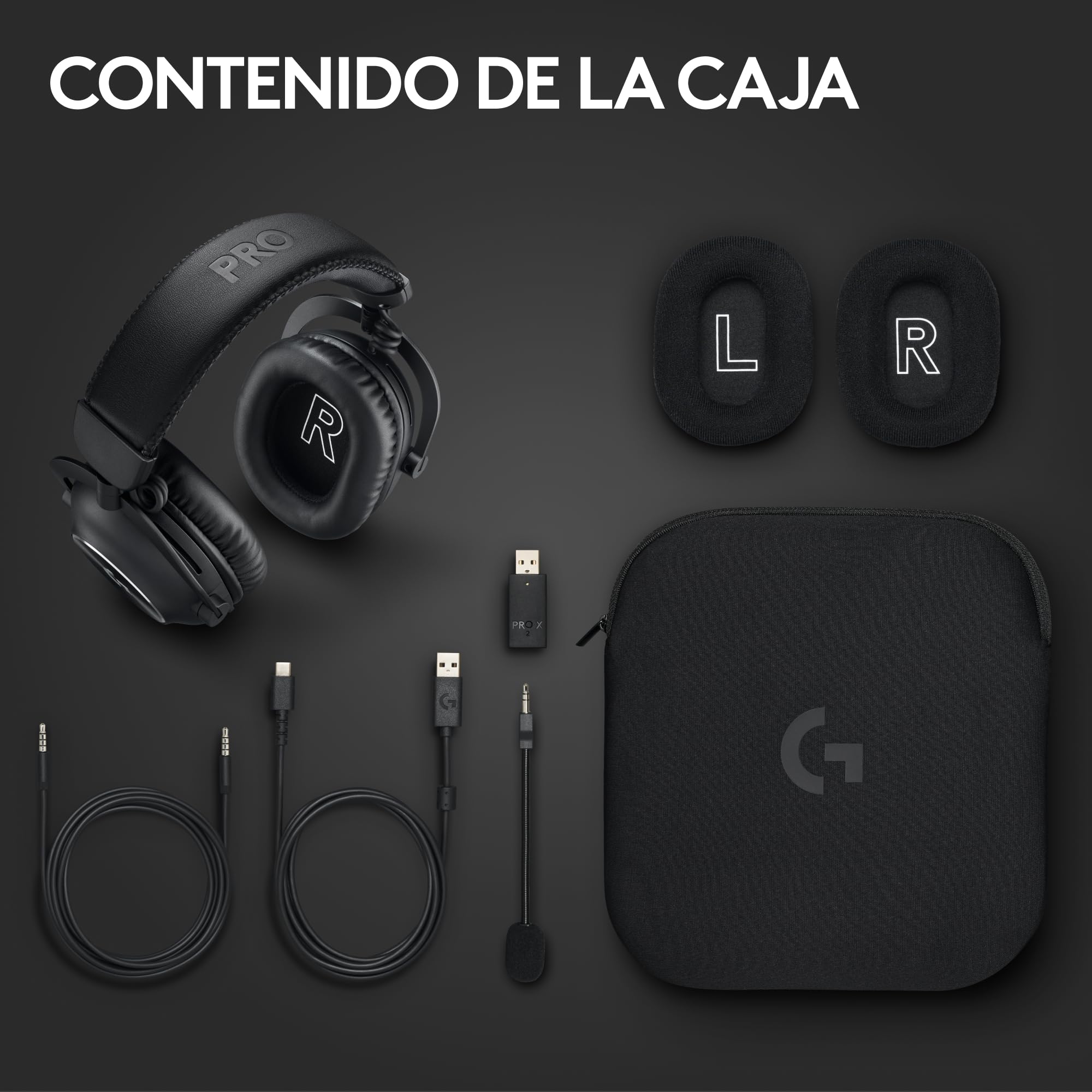 Logitech G PRO X 2 LIGHTSPEED Auriculares gaming inalámbricos, mic. brazo desmont., transductores grafeno 50 mm, DTS:X 2.0-7.1 Surround, Bluetooth/USB/3.5 mm Aux, PC, PS5, PS4, Nintendo Switch - Negro
