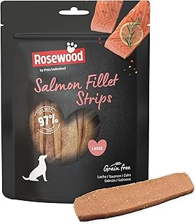 Rosewood Fillet Strips mit Lachs – Weiche Hundesnacks mit 97 % Fisch, Proteinreich & Fettarm – Getreidefrei & Ohne Zusatzstoffe – 150 g product image