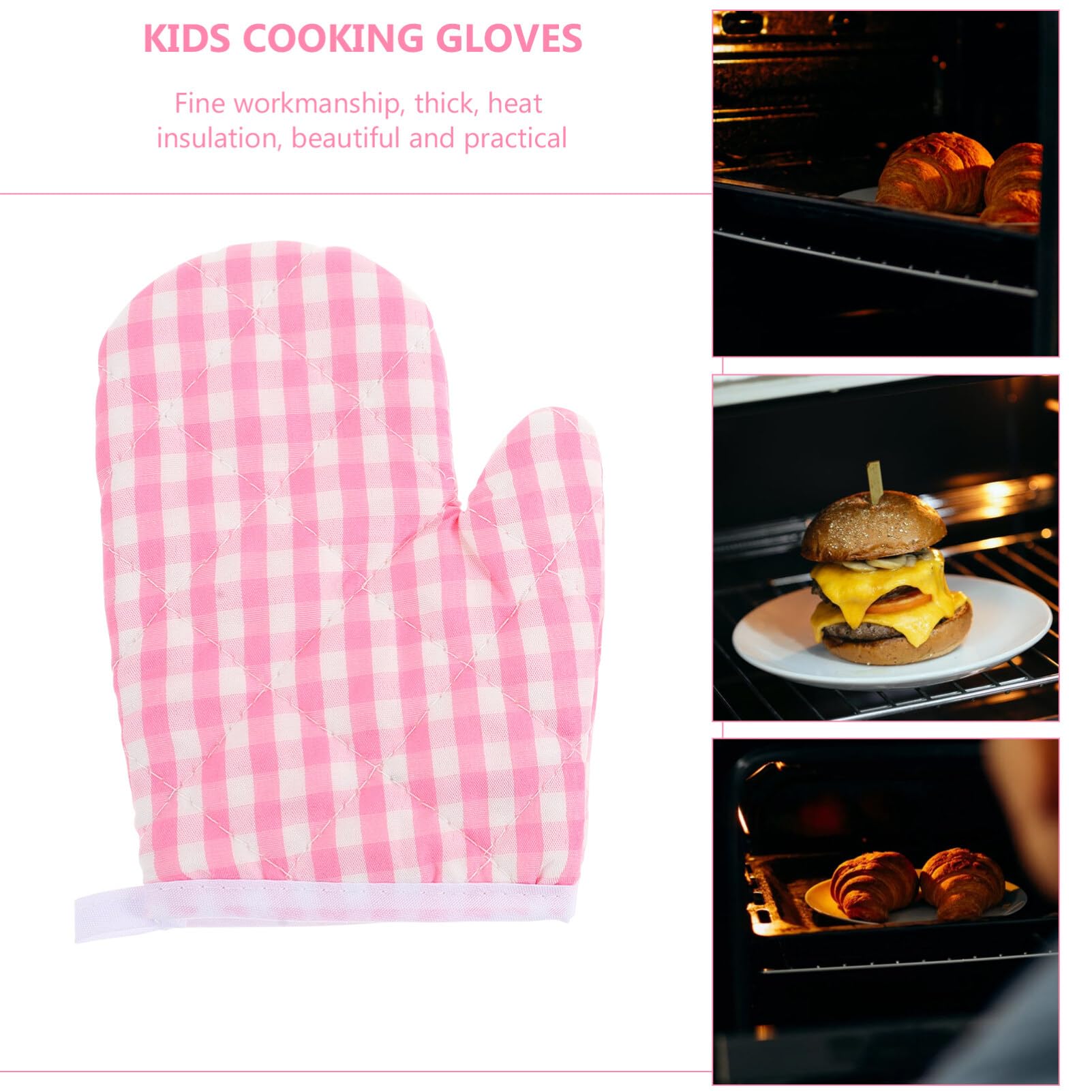 BONTHEE Guanti da forno resistenti al calore Mini Guanti da forno Guanti da cucina in cotone con silicone antiscivolo a strisce per cucinare e cuocere