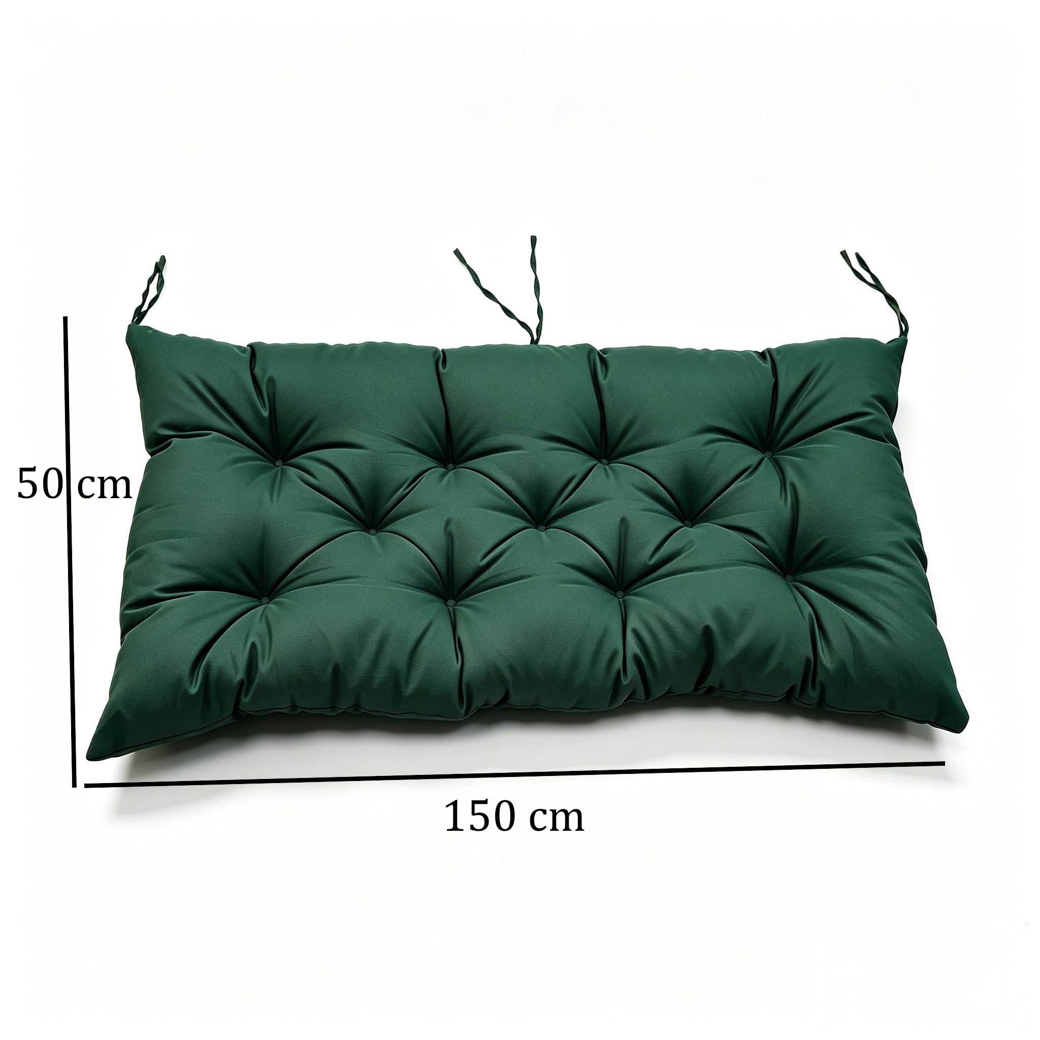 Cuscino per panchina, cuscino da panca per interno e esterno, idrorepellente, cuscino per panca da giardino e dondolo Hollywood (Verde scuro, 150 * 50 * 8 cm)