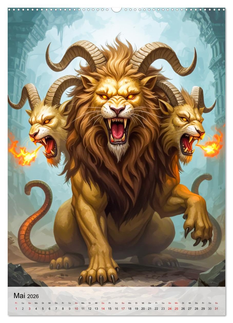 Mythische Bestien – Dunkle Legenden (hochwertiger Premium Wandkalender 2026 DIN A2 hoch), Kunstdruck in Hochglanz: Legendäre Bestien jeden Monat in dunkler Illustration. (CALVENDO Kunst)