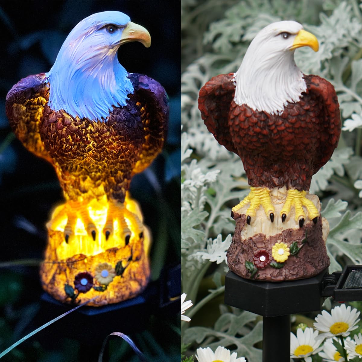 GONIMYSolar Eagle Outdoor Garden Light, 2 Pack Outdoor Path Solar Powered Eagle Stake Lights for Walkway Yard Lawn Landscape Lighting - 2 Pack