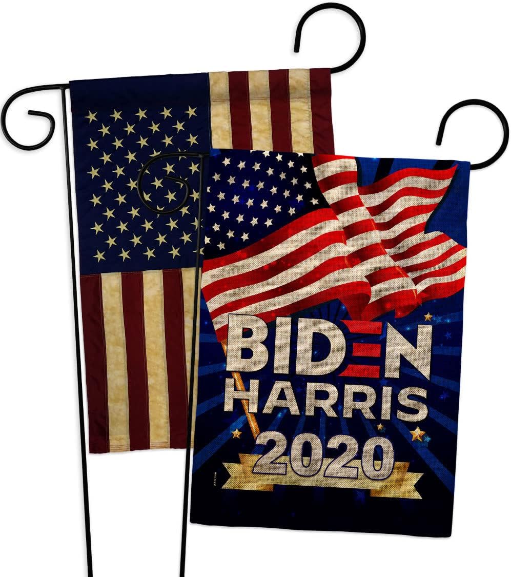 Biden Harris 2020 Burlap Garden Flags Pack Patriotic President Democrat Republican Tea Party United State American Election USA Vintage Applique Gift Yard House Double-Sided 13 X 18.5