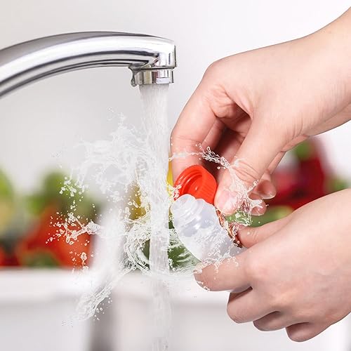 Miniatura 8 de Botellas exprimibles, mini botella de ketchup de 1.5 onzas líquidas para lonchera, botellas de plástico portátiles para salsa para líquidos, a