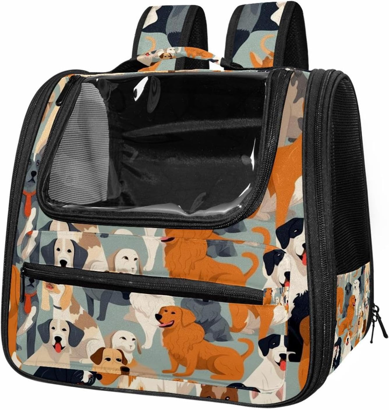 Portable Travel pet Backpack Carrier Hamster Bag Small Dog cat Carrier Breathable Hang Bag, Different Breeds of Dog