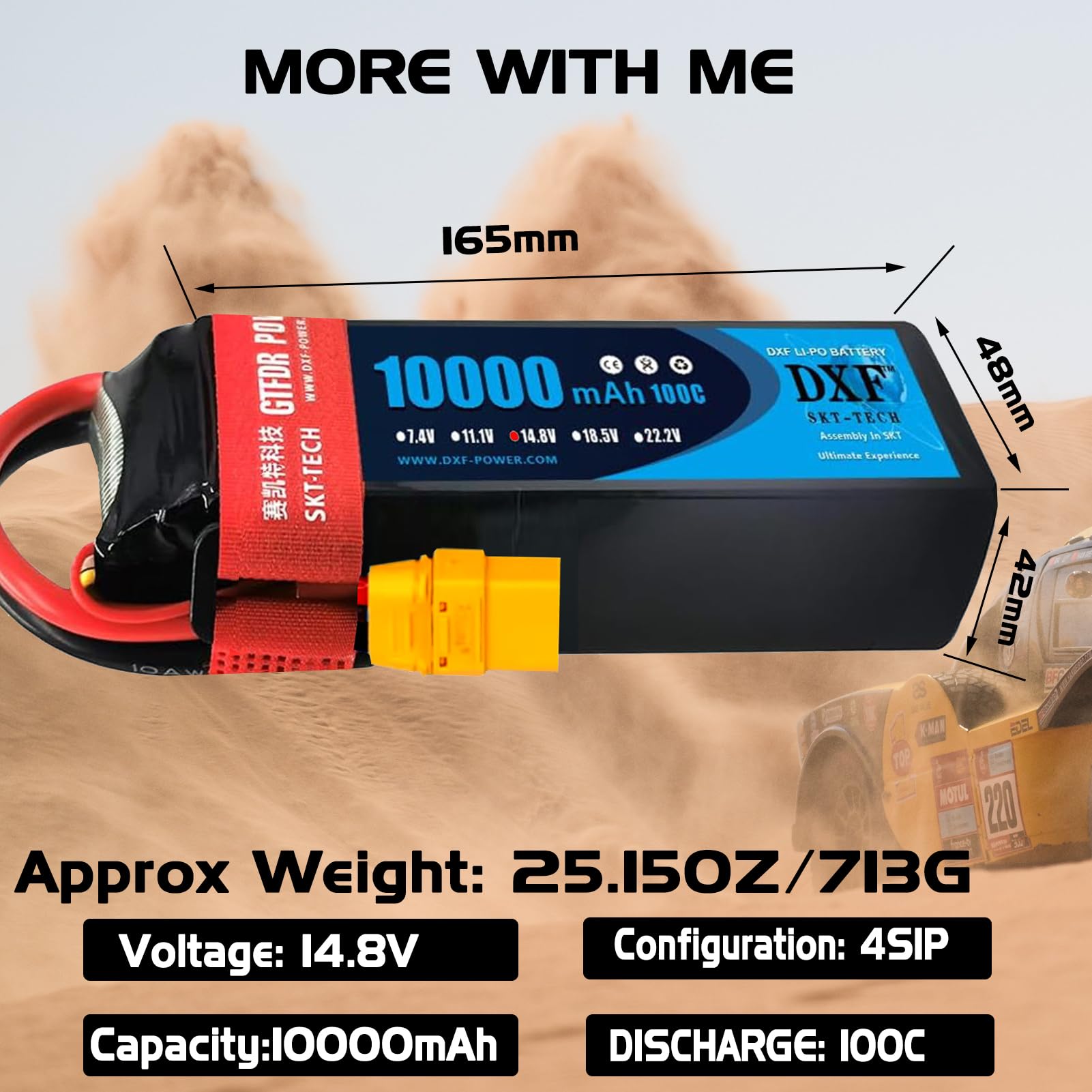 DXF 2 Batterie Lipo 14,8V 10000mAh 4S 100C Con Connettore EC5 – Per Auto RC Slash VXL, E-Maxx, E-Revo – Potenza E Durata - 3