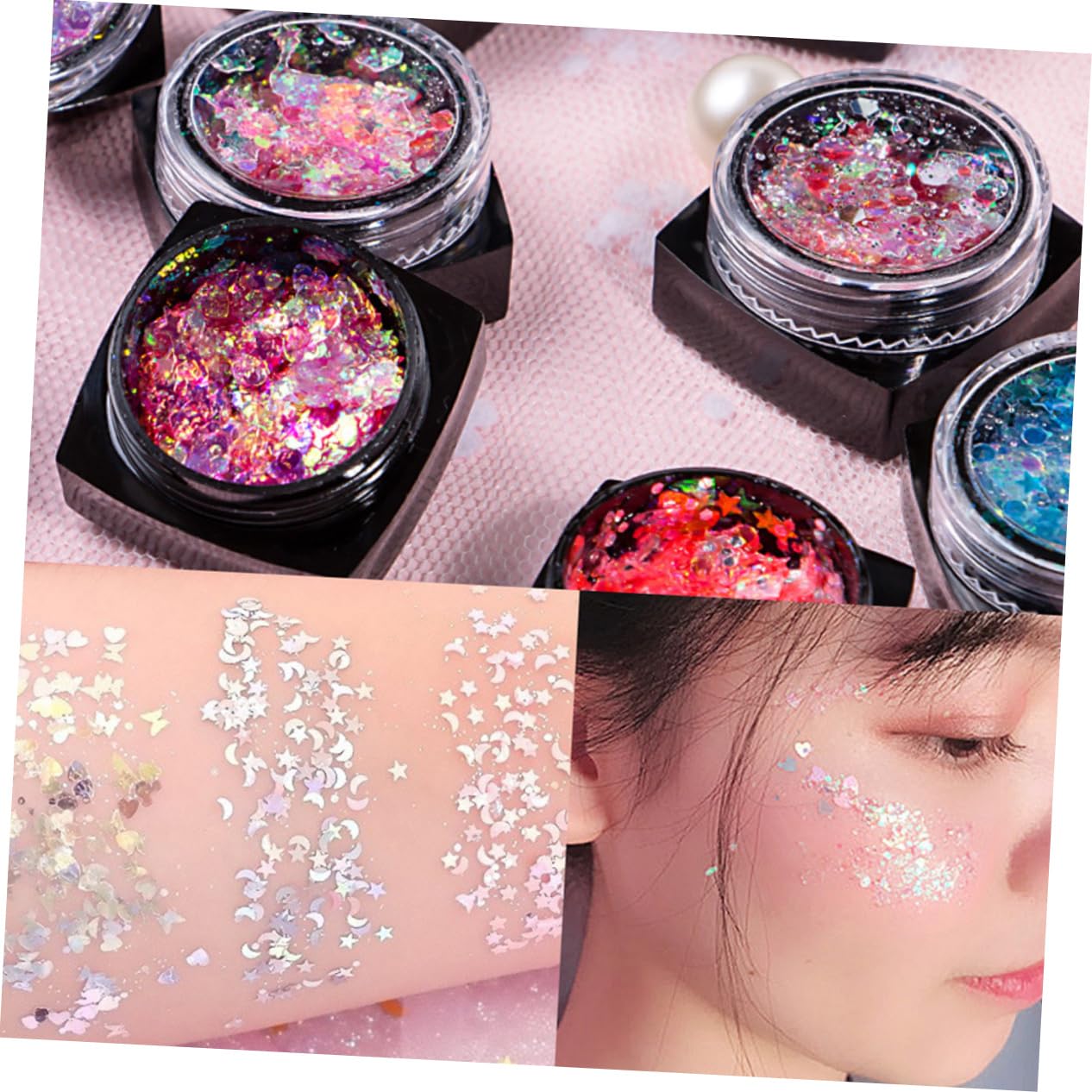 POPETPOP Set Da 2 Pezzi vistoso gel di paillettes per il corpo trucco arredamento del corpo bglossy gel per il corpo glitterato gel di paillettes per il viso gel per il corpo con paillettes