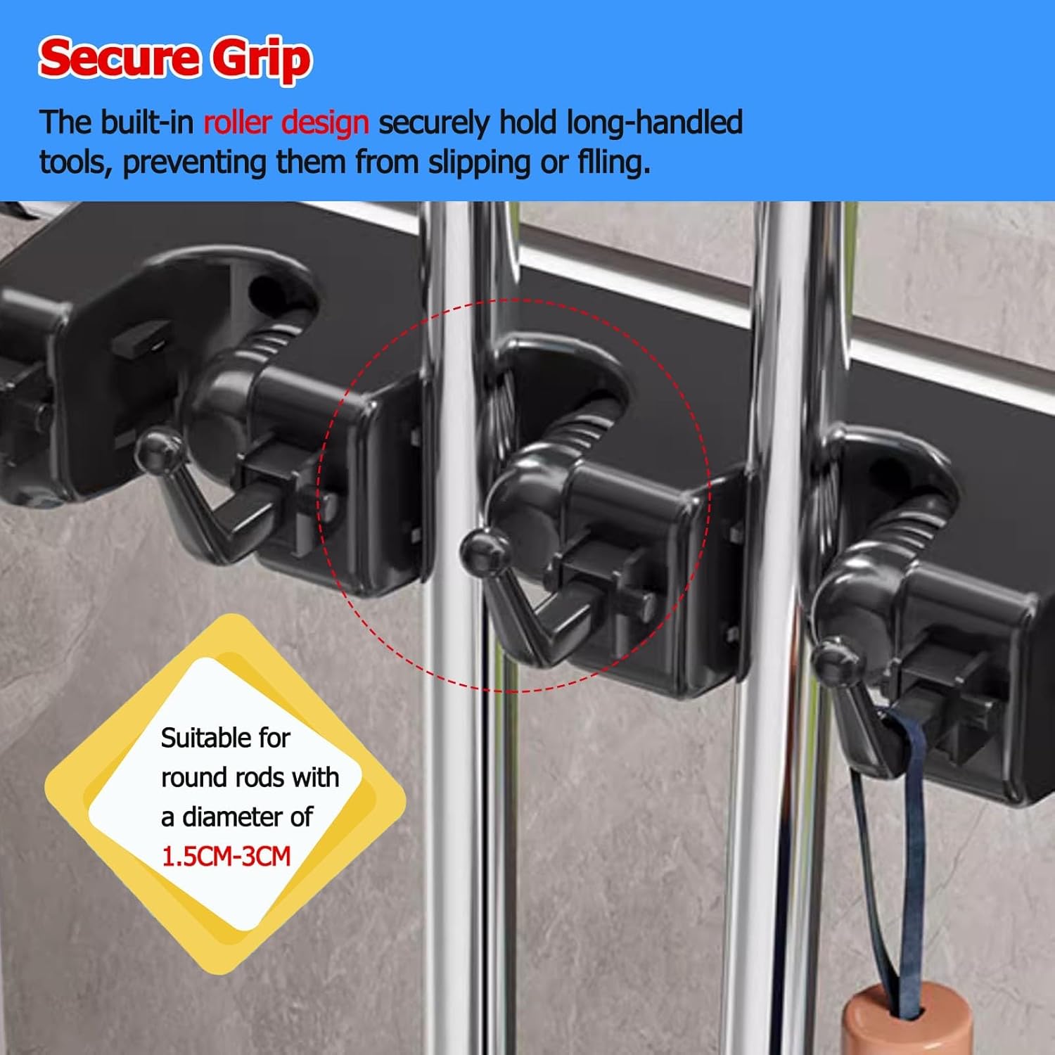 Broom Holder Organizer Movable, Mop Rack Floor Standing Cleaning Tool Organizers, Housekeeping Station Storage Tools for Companies Restaurant Hospitals Property ( Color : Gray1 , Size : 20 slots/24 ho