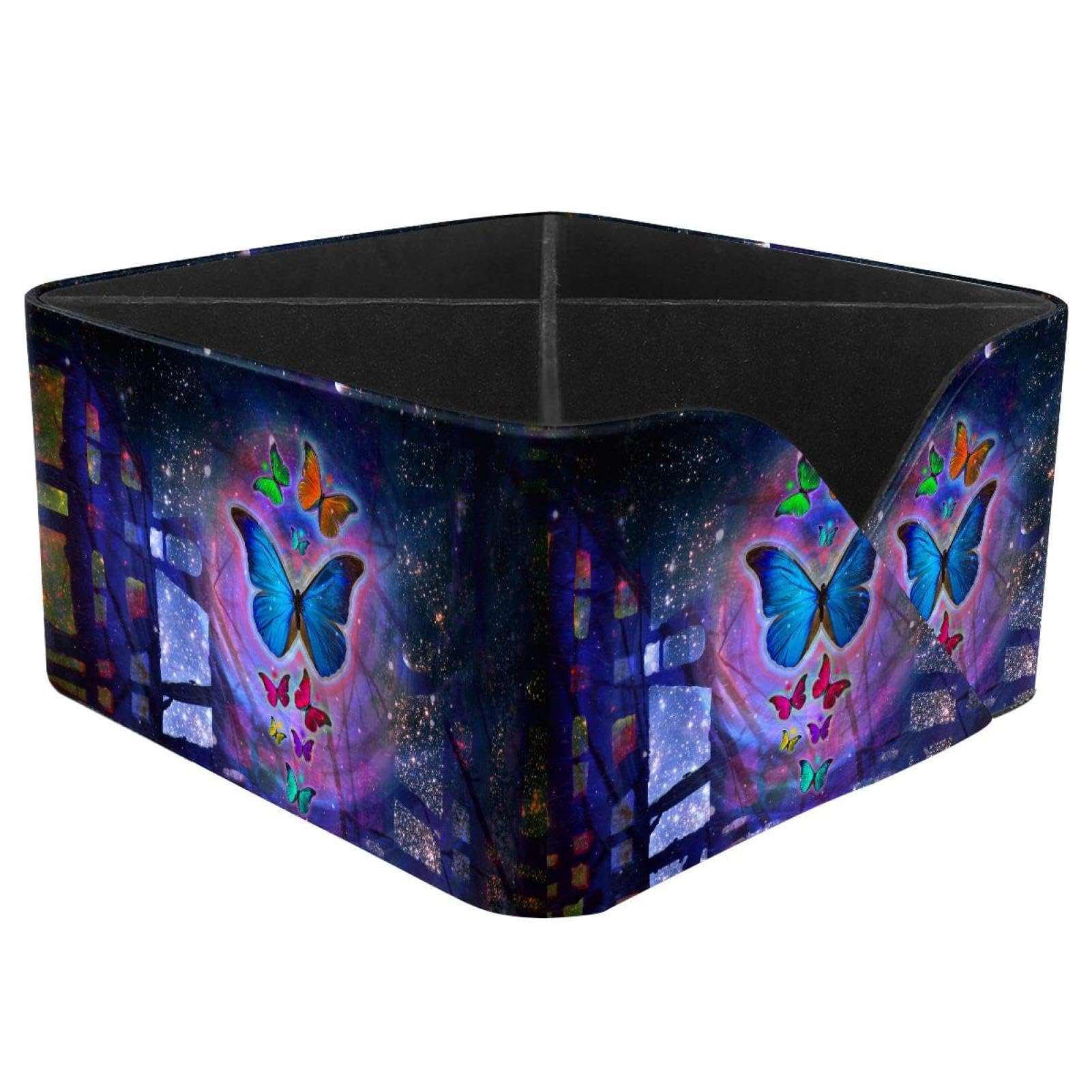 KengjuTesu Watercolor Butterfly Desktop Organizer Pen Holder, Rectangular Pencil Cup for Office, Study and Makeup Stations