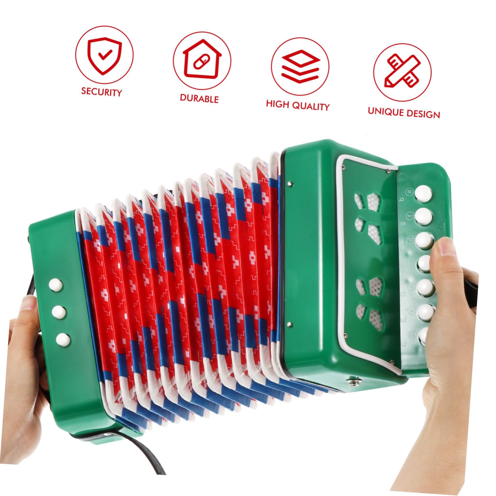 Fisarmonica per Tasti Verde Giocattolo Musicale Educativo per Ragazzi e Ragazze Strumento Introduttivo per Principianti con Design Accattivante e Facile da Suonare