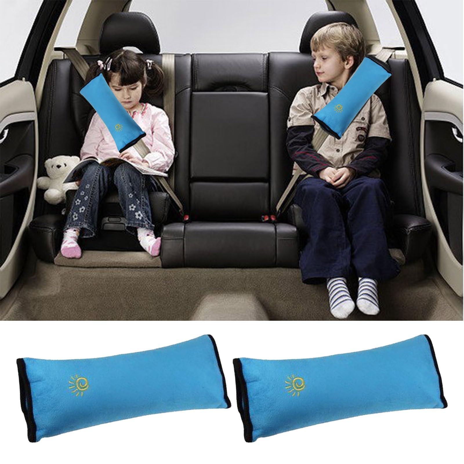 Furforstk Car Seat Belt Cover Kids 2 Pcs Car Seat Belt Cover Kids Blue Padding Seat Belt Padding Thick Pad Prevents Seat Belt from Cutting Neck