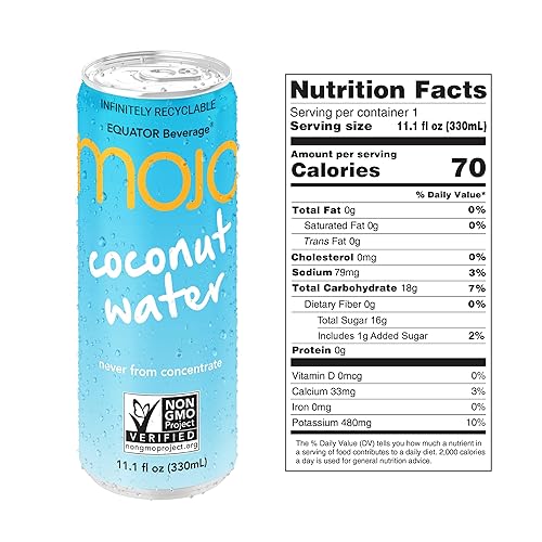 Miniatura 6 de Agua pura de coco orgánica Mojo de 111 onzas paquete de 12 unidades