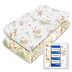 Changing Pad Cover for Girls Boys, TotBasic Premium Soft Changing Table Covers, Stretchy Jersey Changing Table Sheets - Fits All Standard Changing Pads - 2 Pack (Forest Bear & Bambi Deer)