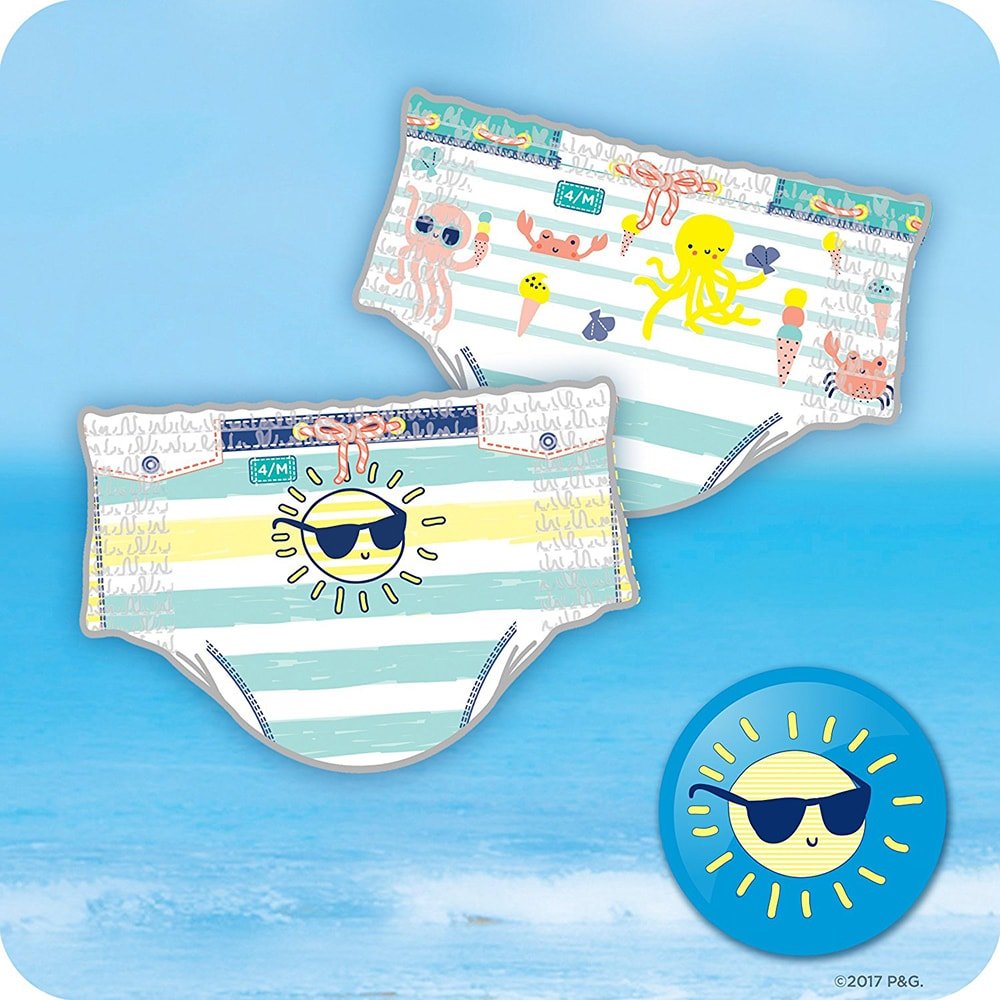 Pampers Pieluchy dla niemowląt rozmiar 4 (9-15 kg), rozpryskiwane spodnie do pływania, 88 pieluszek, opakowanie oszczędzające miejsce, nie zwiekają w wodzie