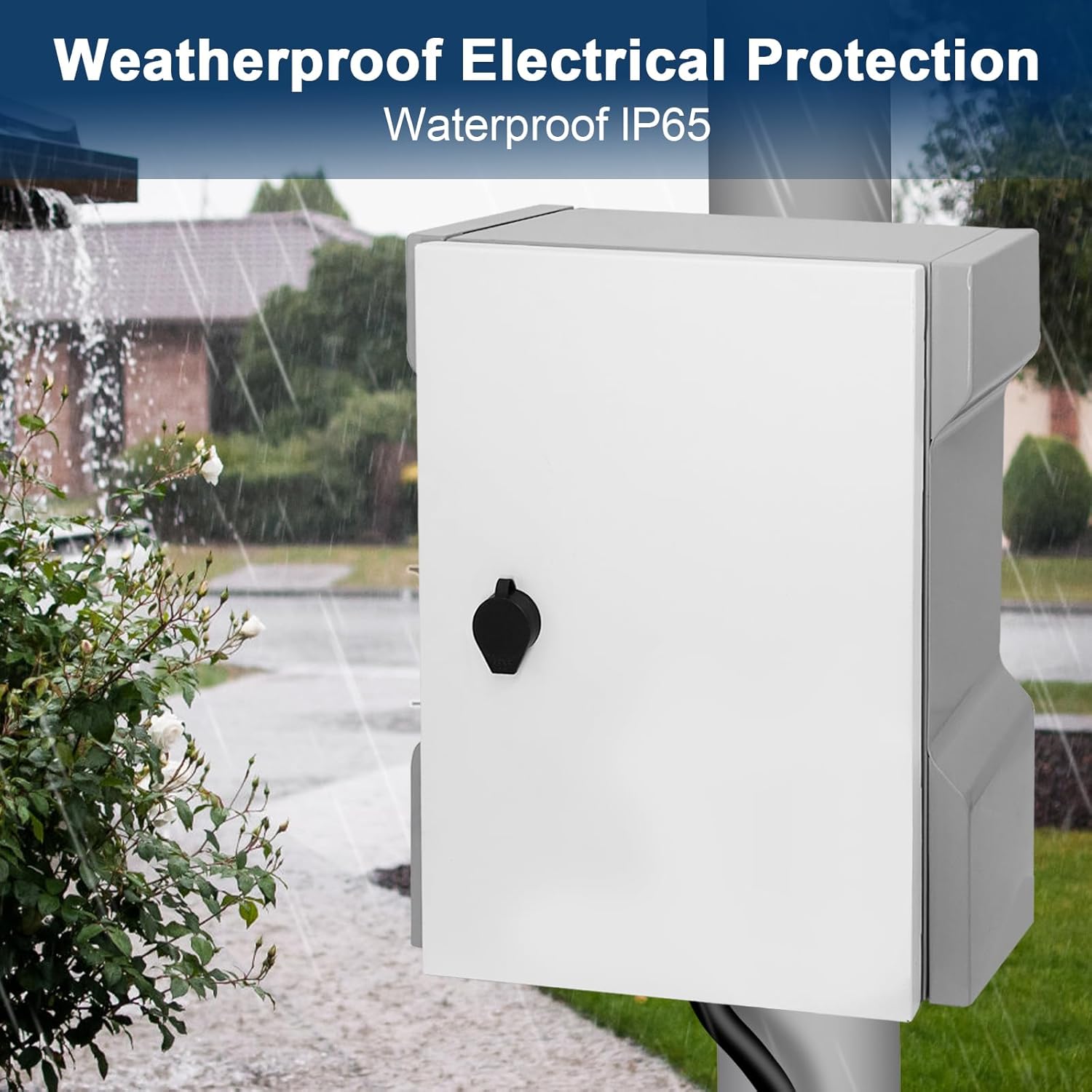 Outdoor Electrical Box with Thermostat and Fan - DIY Electrical Junction Box One-Piece Ventilation Design, Cold Rolled Steel, IP65 Waterproof, Wall/Pole Mounted (24" x 17.7" x 8.7")