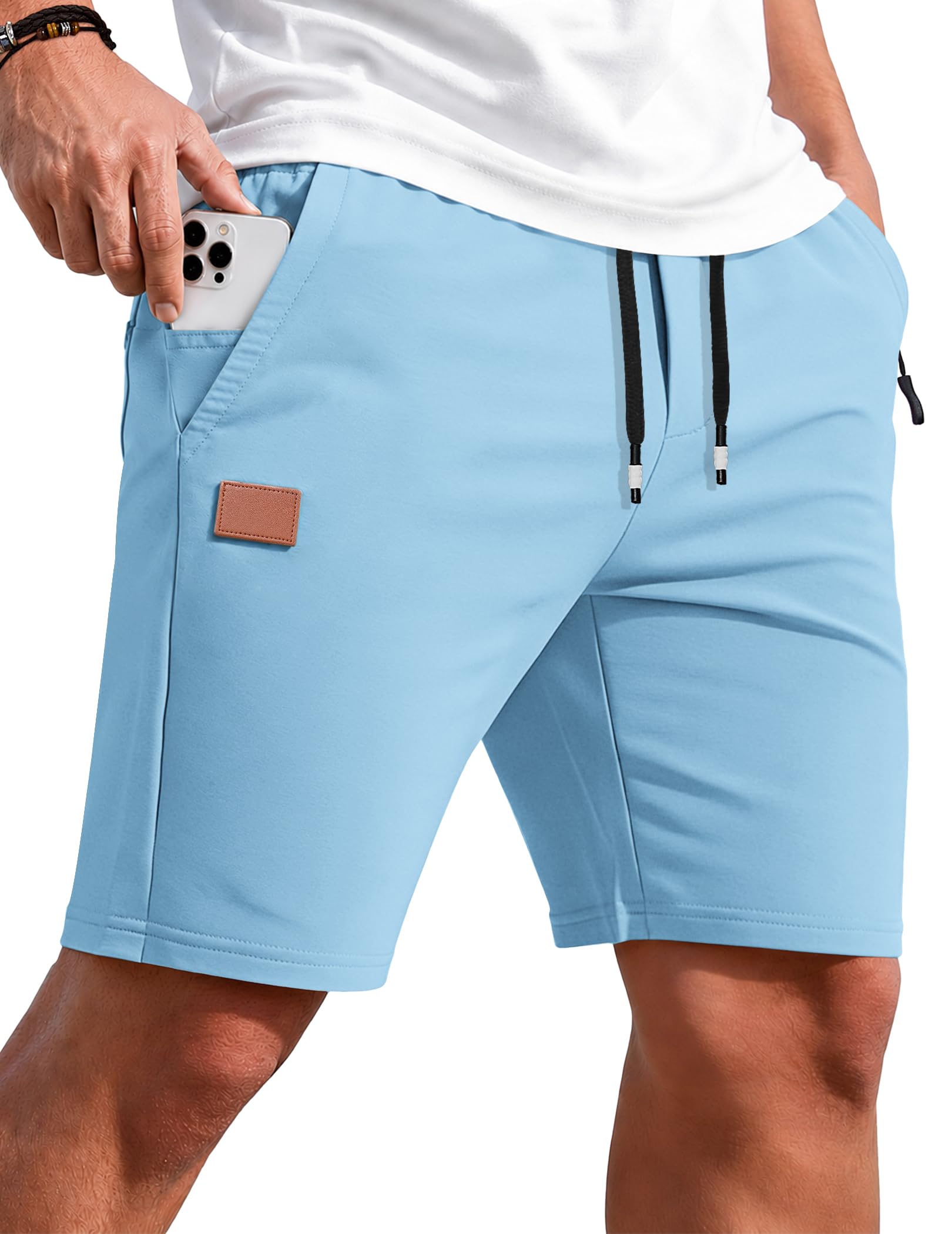 TARAINYA Sporthose Herren Kurz Zipper Baumwolle Kurze Hosen Shorts Sommer Sport Elastische Taille Kordelzug Stretch Mit Taschen