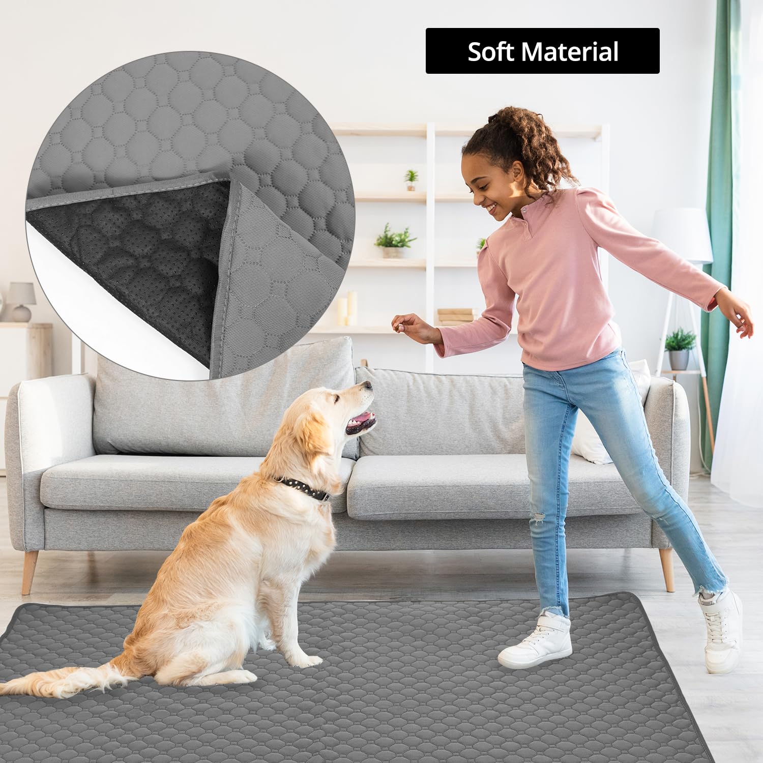 QWORK® Haustier-Urinunterlage Groß, Wiederverwendbare Urinierunterlagen 120x150 cm, Welpenunterlagen Waschbar, für Hunde, Katzen, Kaninchen
