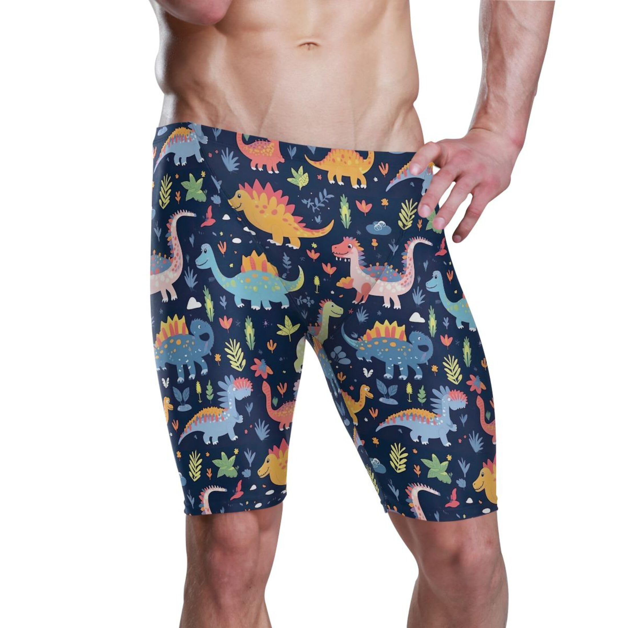 Cute Dinosaur Dino Animal Swim Jammers for Men Athletic Durable S B0401342