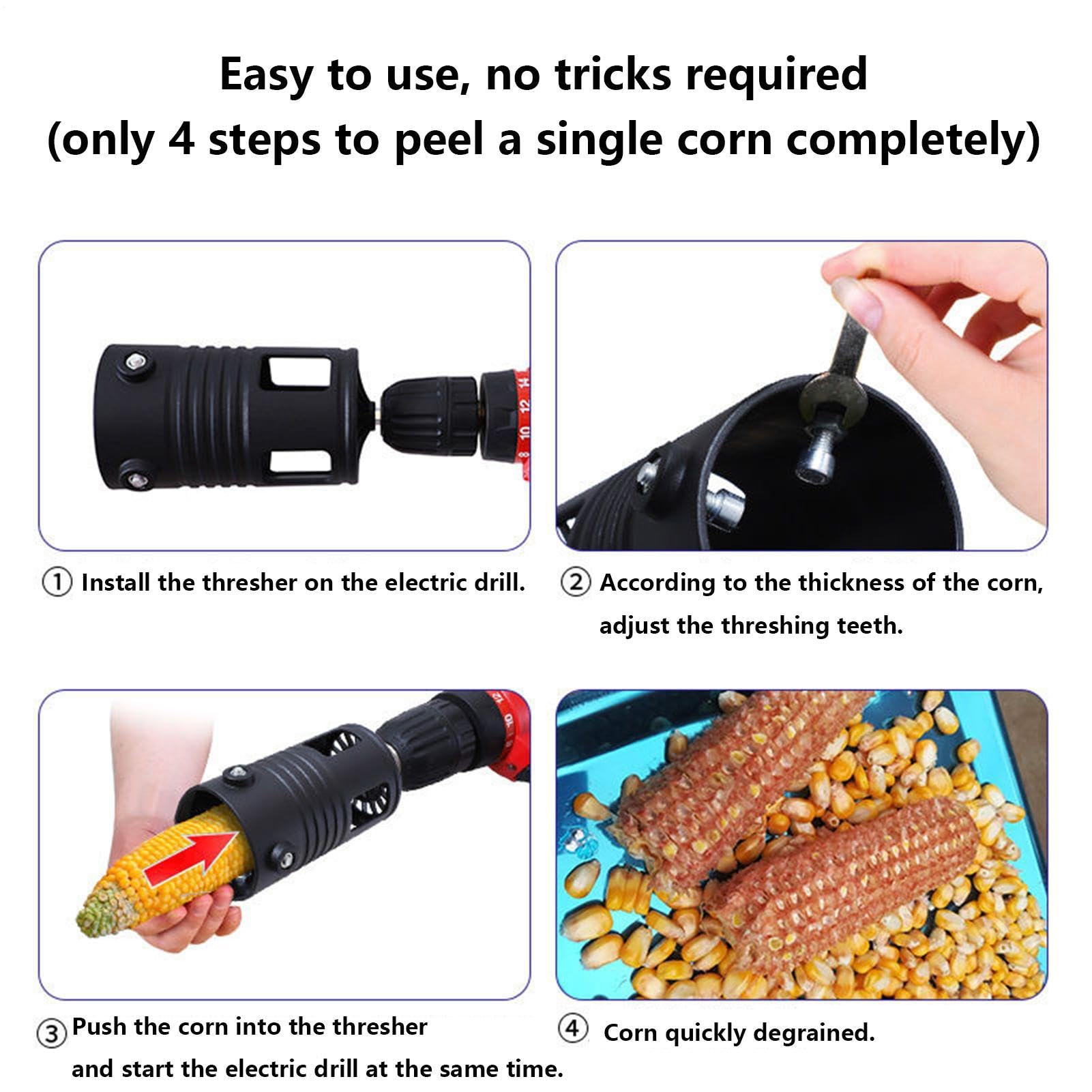 Strumento Per Sgranare Le Pannocchie Di Mais - Accessorio Per Trapano Elettrico,Pelatore Automatico Per Pannocchie Di Mais | Adatto Per Agricoltori, Camerieri, Nonna, Nonno, Madre, Padre, Famiglia, Am