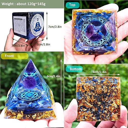 Miniatura 4 de Torre de energía de pirámide de cristal de orgón, cristales curativos de chakras para energía positiva, joyería de piedra triturada de chakra