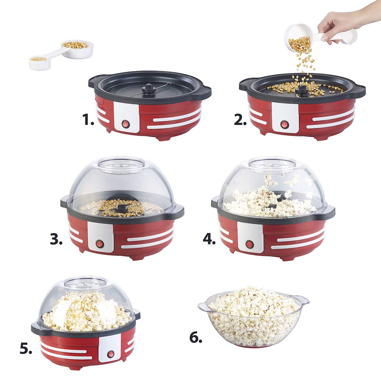 Rosenstein & Söhne Popkornmaker: Retro-Popcorn-Maschine mit Rührwerk und Antihaftbeschichtung, 850 Watt (Popcorn Machine, Popcorntopf, TV)