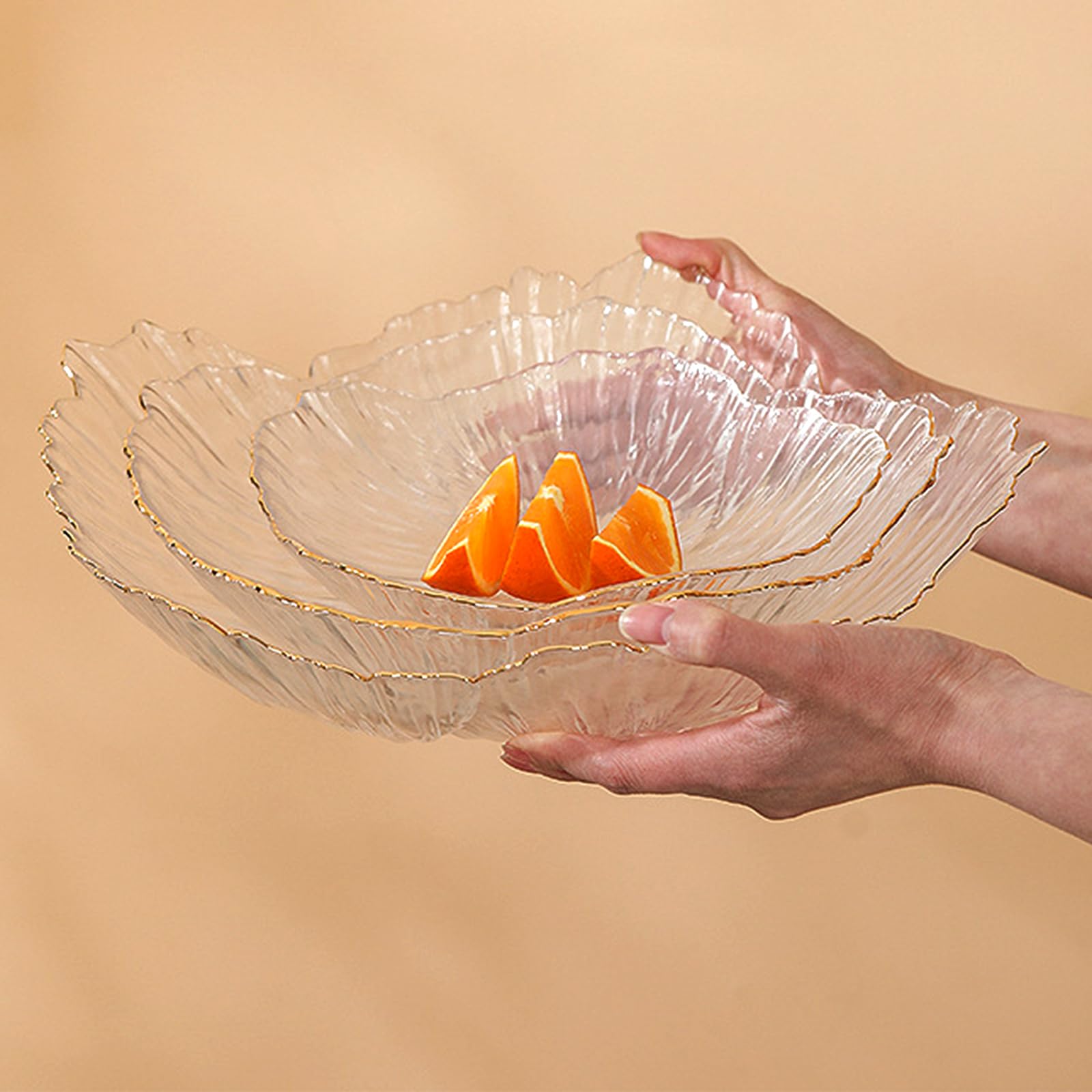 soulnioi Glass Fruit Plate, Flower Shape Crystal Dinner Plate - Image 3