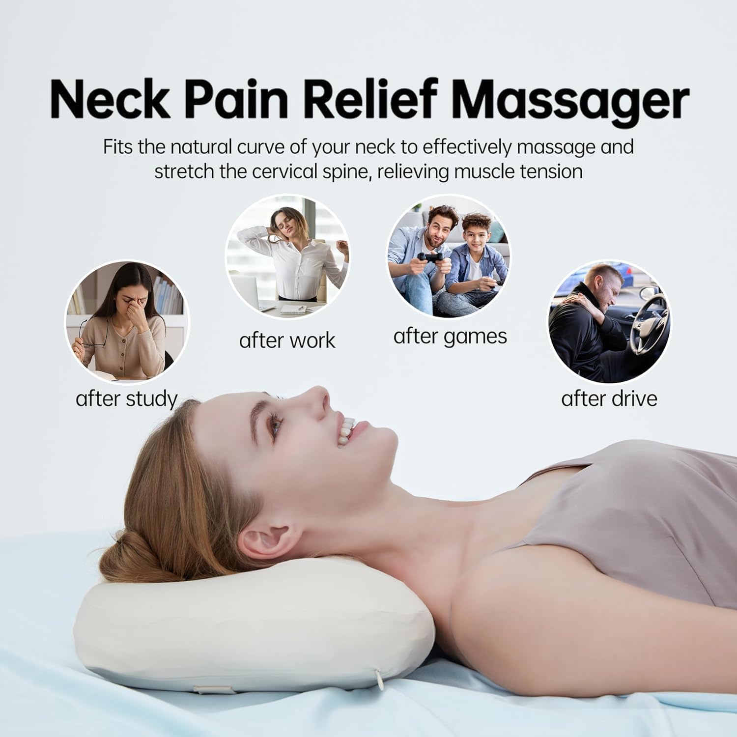 Neck Massager Pillow for Pain Relief deep Tissue, Shiatsu Neck and Shoulder Massager with Heat,Cordless Massage Pillow,Ideal Gifts for Mom Dad Women Men (Cream)