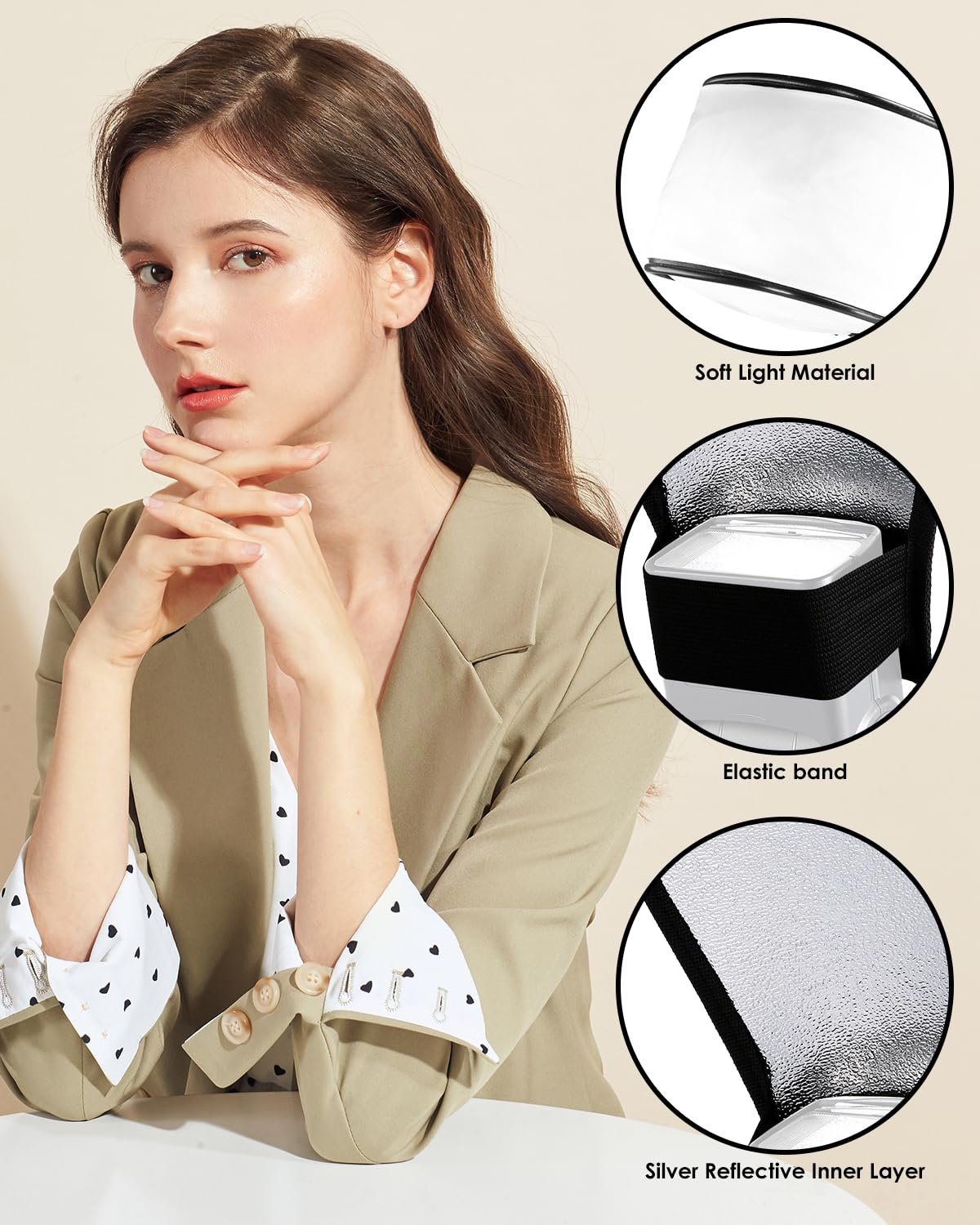 2Pcs Diffusore Flash E 2 in 1 Argento Riflettore - Diffusore Flessibile Universale Flash, Flash Diffusore Argento Riflettore, Diffusore Universale in Tessuto