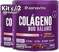 Kit 2X Colágeno Duo Balance em pó (Verisol e Ácido Hialurônico Hyaluronic + Hidrolisado) Sanavita (Kit 2x Hibiscus com Frutas Roxas)