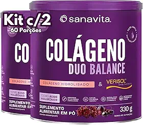 Kit 2X Colágeno Duo Balance em pó (Verisol e Ácido Hialurônico Hyaluronic + Hidrolisado) Sanavita (Kit 2x Hibiscus com Frutas Roxas)