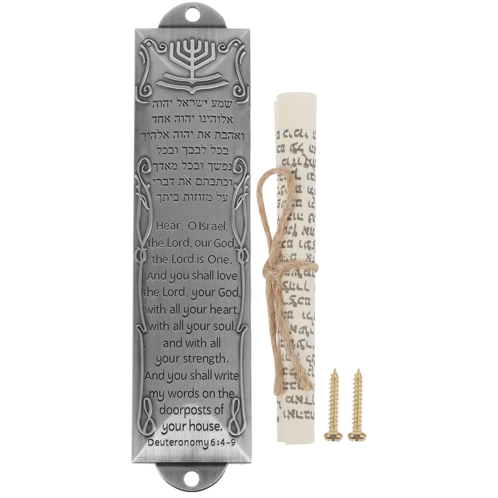 Uonlytech Mezuzah for Door Mezuzah with Scroll Jewish Mitzvah Door Mezuzah Case Metal Mezuza Plaque Jerusalem Hannukah Judaica Israel for Mezzuzahs Door Wall Blessing