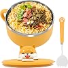 1200 ml Ramen Bowl Insulated Sealed Pasta Bowl Ramen Bowl Instant 304 Stainless Steel Instant Noodle Bowl with Lid Fork and Spoon Machine Washable (Yellow)