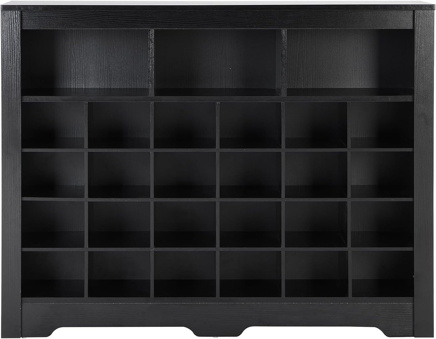 Modern Square Shoe Cabinet with Curved Base, Sleek Design 24 Shoe Cubby Console, Versatile Sideboard for Hallway, Bedroom, Living Room (Black,Curved Base)