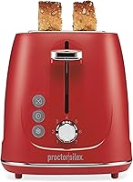 Vista 1 de Proctor Silex Plastic 2 Slice Toaster, Bagel, Defrost & Cancel Buttons, Browning Control With 7 Shades, Auto Shutoff, Slide-Out Crumb Tray, Red