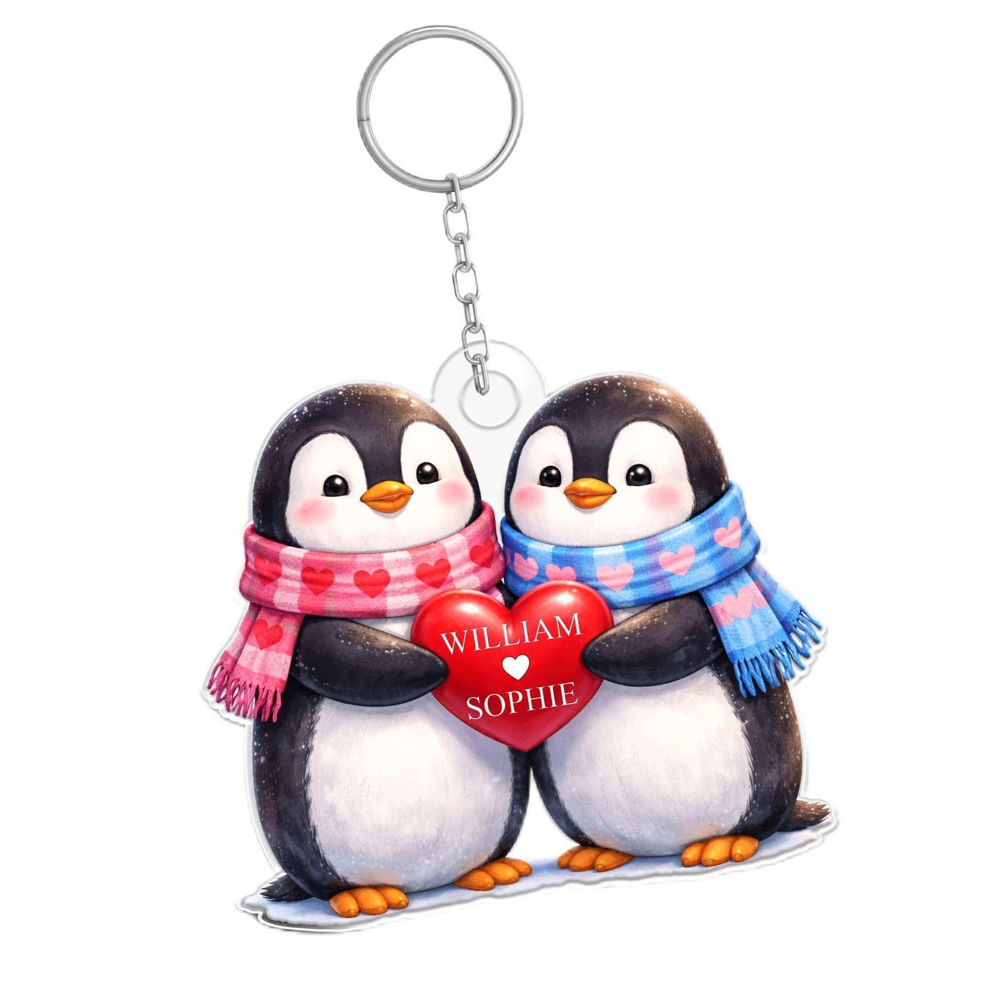 Star Online Personalised Penguin Couple Keyring, Valentine’s Gift for Him & Her, Anniversary or Birthday Present for Boyfriend, Girlfriend, Wife or Husband (Penguin)