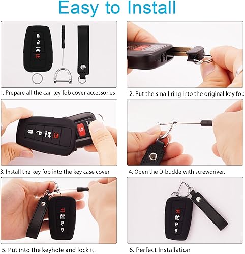 Miniatura 3 de Funda de silicona para llavero compatible con accesorios Toyota, Highlander, Corolla, Camry, C-HR, RAV4, Avalon Prius 4Runner, Prado 86GT86,