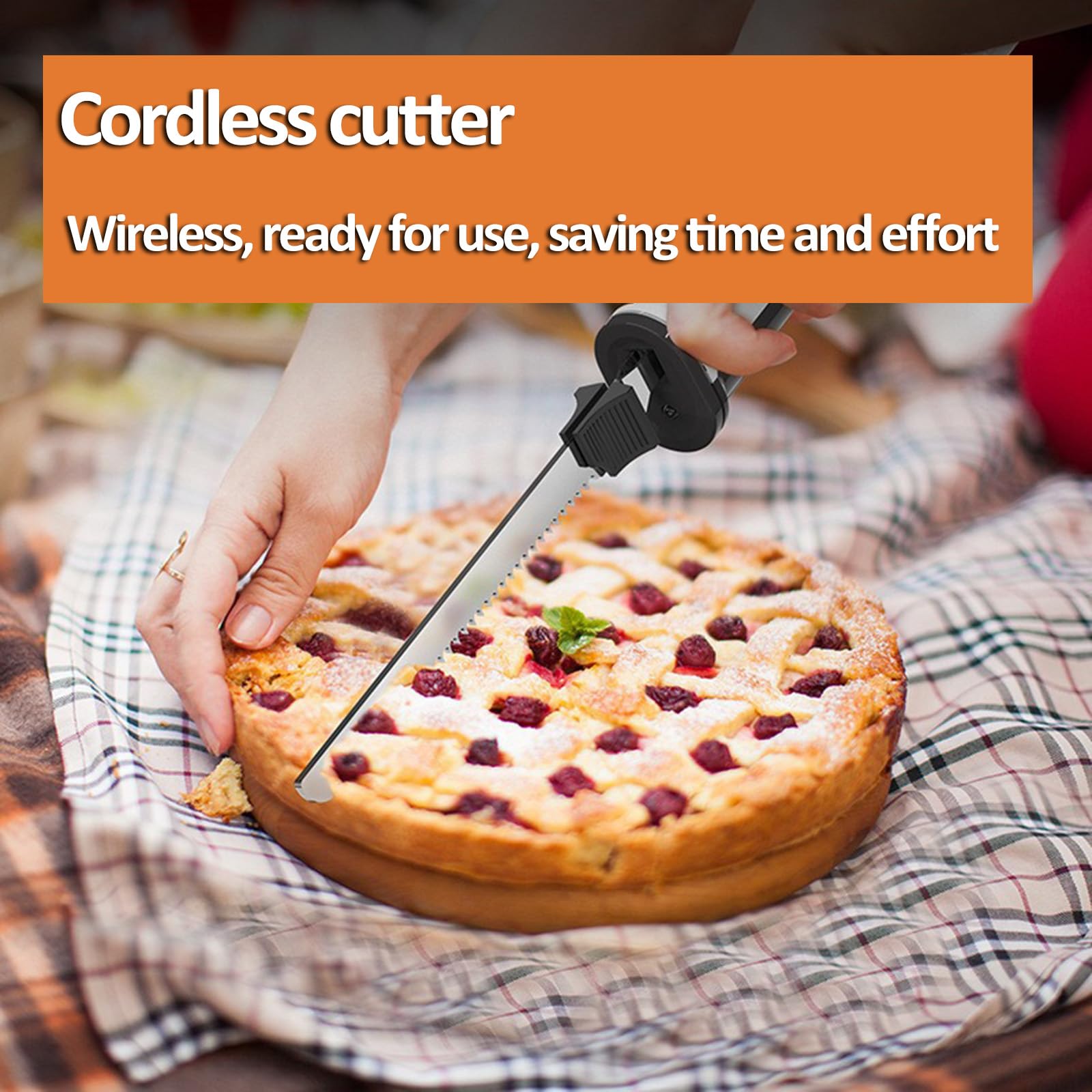 Couteau À Pain Électrique Rechargeable sans Fil, Couteau À Découper Électrique, avec 2 Lames en Acier Inoxydable Et Verrouillage De Sécurité, Compatible Lave-Vaisselle, pour Découper Le Pain