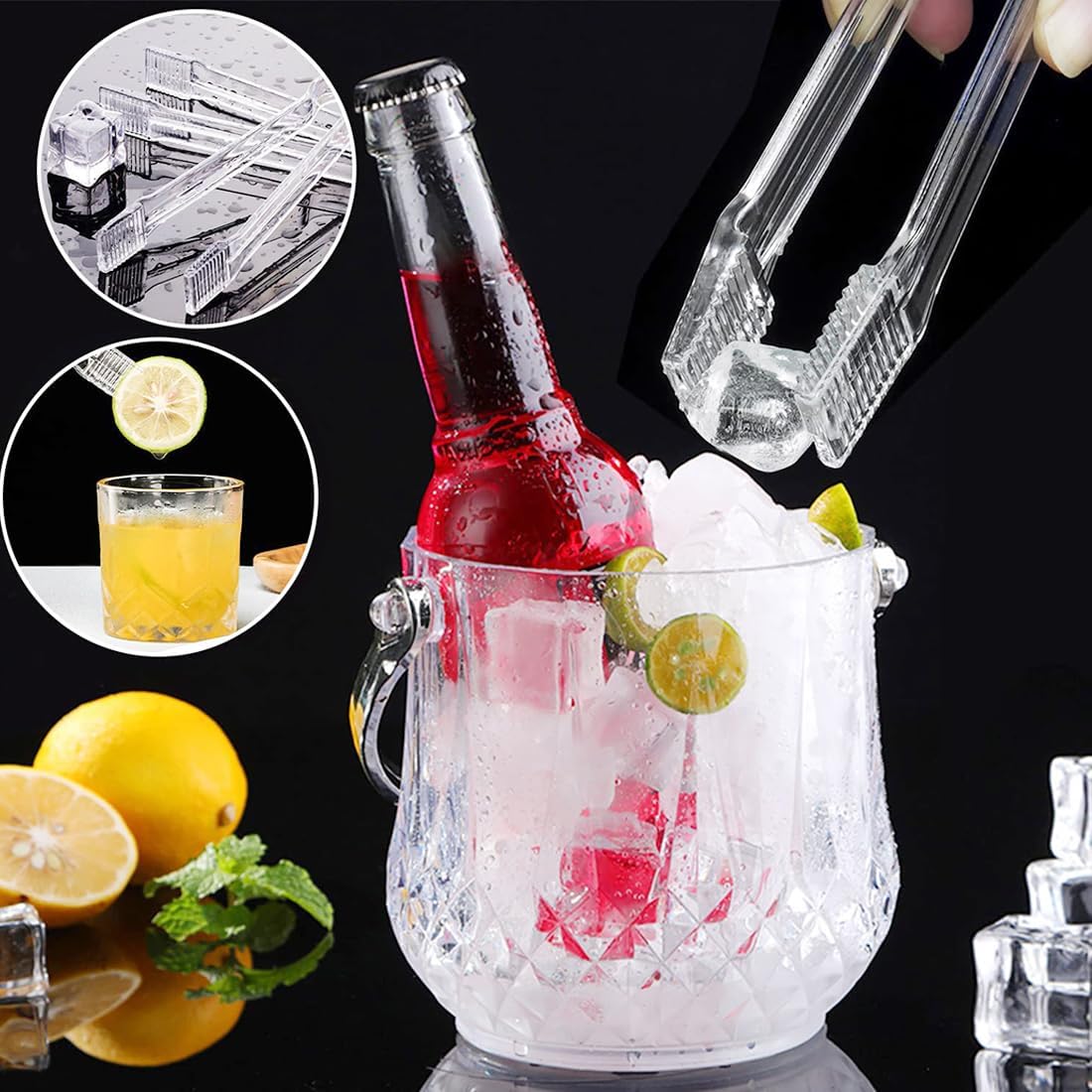 Clear Kitchen Tongs, 6 Pcs Buffet Plastic Disposable Tongs for Serving Food, Ice, Salad, Barbecue, Cookies (6.3"/16cm*0.82"/2.1cm, Weighs 0.05Ib/0.02Kg)