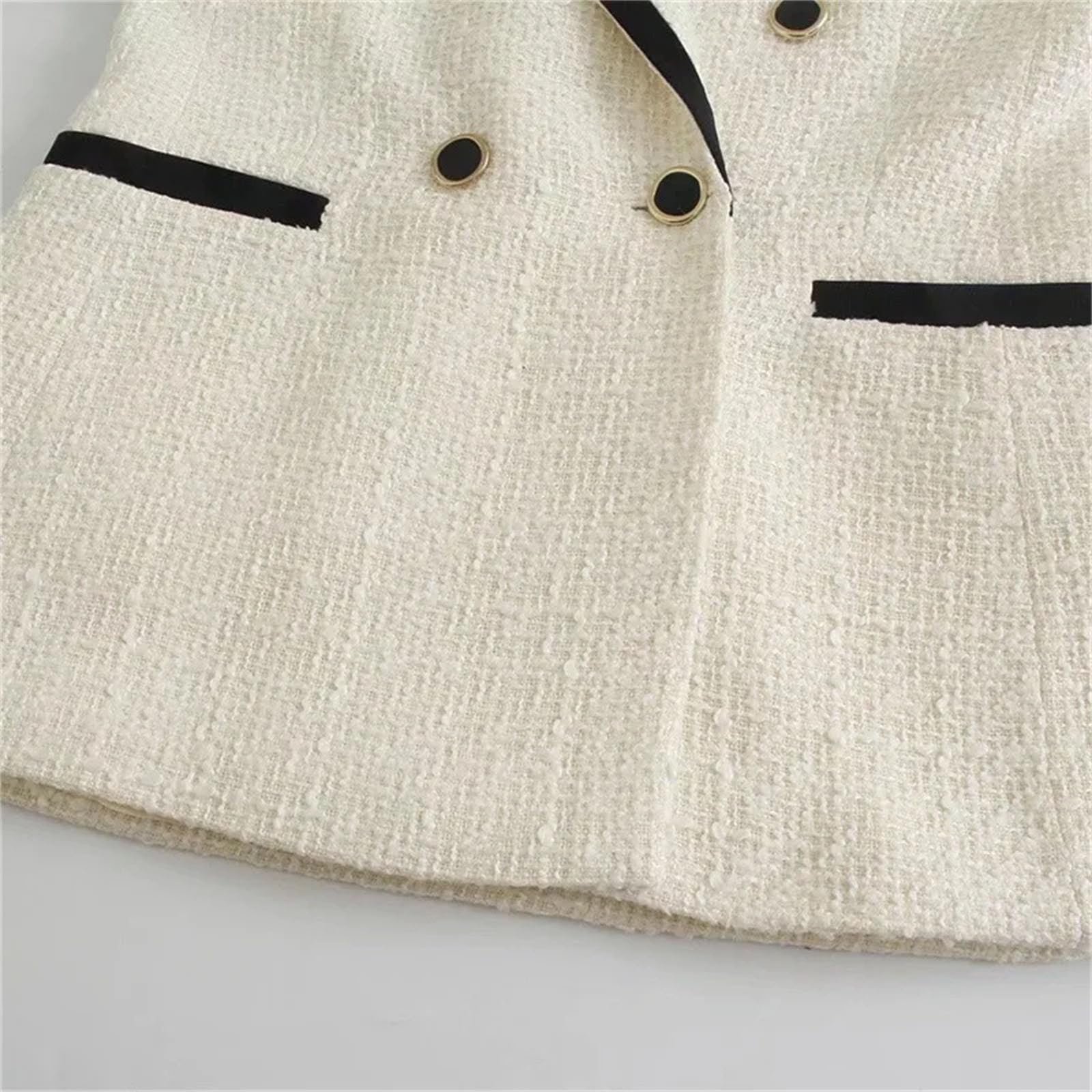 Giacche vintage da donna in tweed doppiopetto con tasche casual risvolto capispalla