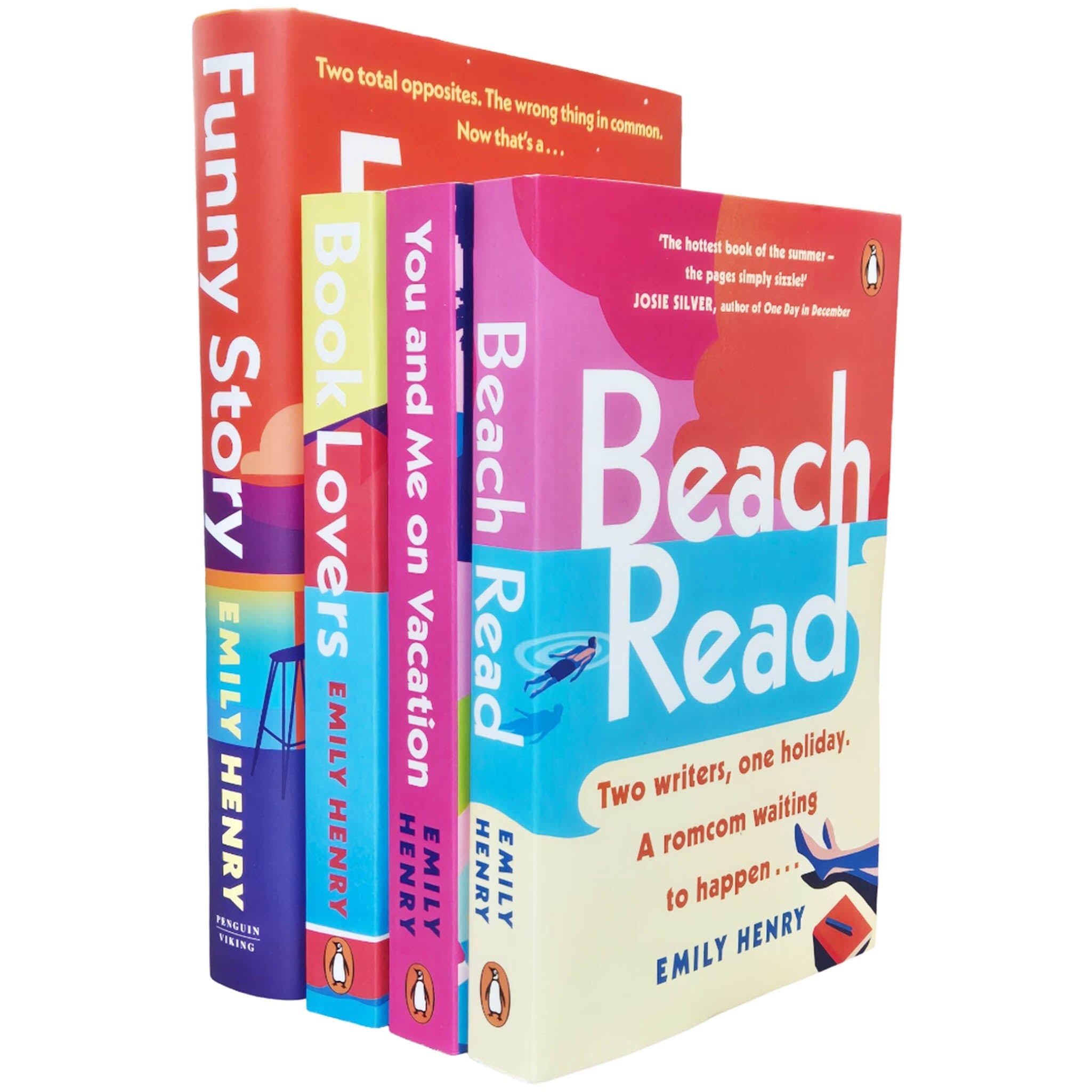 Emily Henry Collection 4 Books Set (Beach Read, You and Me on Vacation, Book Lovers & Funny Story)